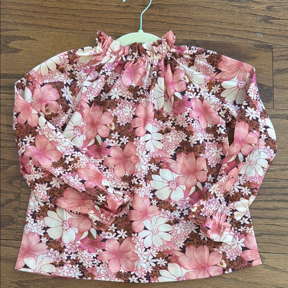 BISBY Kids Floral Pink and Brown Blouse